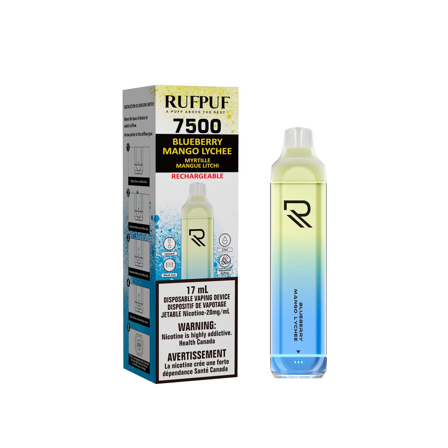 Ruf Puf 7500 Puffs - Blueberry Mango Lychee