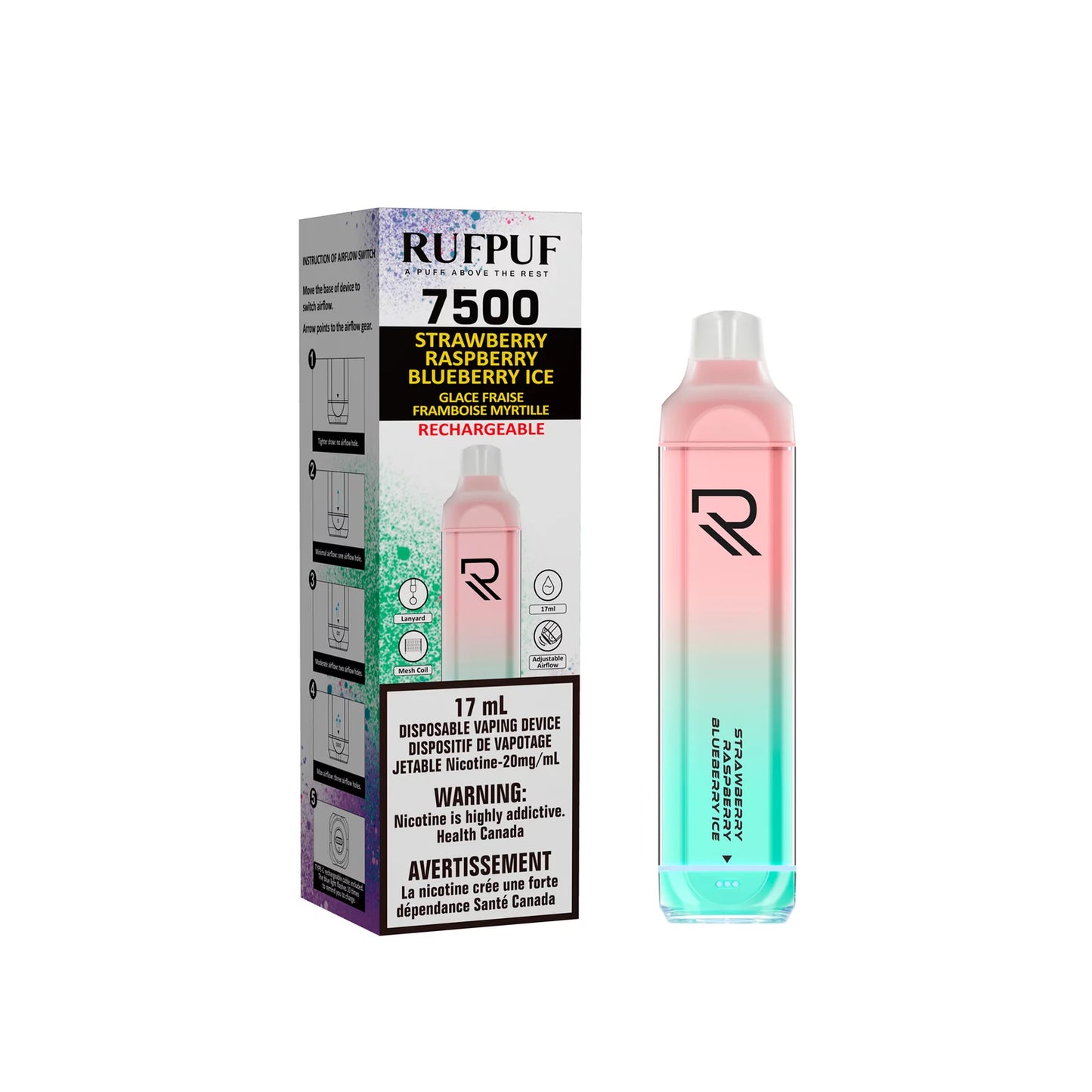 Ruf Puff 7500 Puffs - Strawberry Raspberry Blueberry Ice